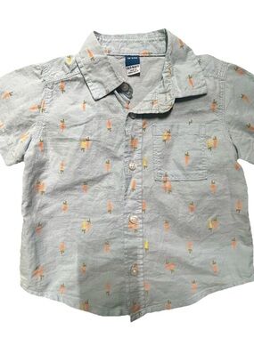 Toddler Boy Old Navy Blue Button Down Shirt Carrots Easter Size 18-24 Months